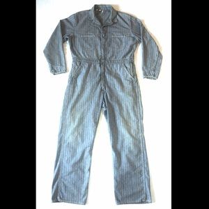 VINTAGE 50s Denim Coveralls Jumpsuit Size 44L